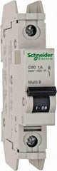 Schneider Electric - 1 Amp, 125 VDC, 240 VAC, 60 VDC, 1 Pole, DIN Rail Mount, Fixed Mount Miniature Circuit Breaker - Thermal Magnetic Trip, 10 kA at 277 VAC Breaking Capacity, 73mm Deep x 107mm High x 18mm Wide - Makers Industrial Supply