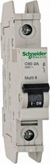 Schneider Electric - 2 Amp, 125 VDC, 240 VAC, 60 VDC, 1 Pole, DIN Rail Mount, Fixed Mount Miniature Circuit Breaker - Thermal Magnetic Trip, Multiple Breaking Capacity Ratings, 73mm Deep x 107mm High x 18mm Wide - Makers Industrial Supply