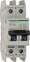 Schneider Electric - 10 Amp, 125 VDC, 240 VAC, 60 VDC, 1 Pole, DIN Rail Mount, Fixed Mount Miniature Circuit Breaker - Thermal Magnetic Trip, Multiple Breaking Capacity Ratings, 73mm Deep x 107mm High x 36mm Wide - Makers Industrial Supply