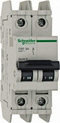 Schneider Electric - 2 Amp, 125 VDC, 240 VAC, 60 VDC, 1 Pole, DIN Rail Mount, Fixed Mount Miniature Circuit Breaker - Thermal Magnetic Trip, Multiple Breaking Capacity Ratings, 73mm Deep x 107mm High x 36mm Wide - Makers Industrial Supply