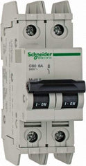 Schneider Electric - 6 Amp, 125 VDC, 240 VAC, 60 VDC, 1 Pole, DIN Rail Mount, Fixed Mount Miniature Circuit Breaker - Thermal Magnetic Trip, Multiple Breaking Capacity Ratings, 73mm Deep x 107mm High x 36mm Wide - Makers Industrial Supply