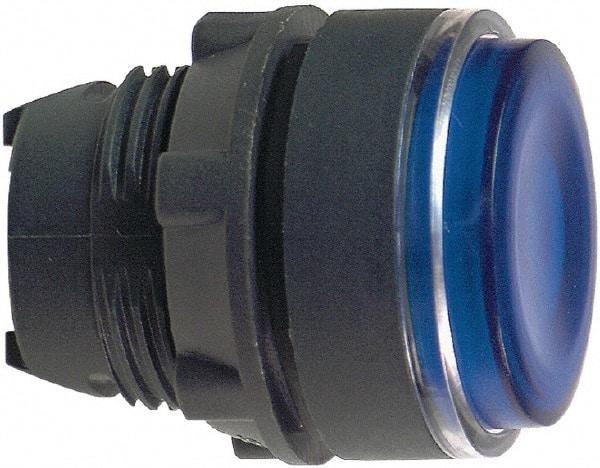 Schneider Electric - 22mm Mount Hole, Flush, Pushbutton Switch Only - Round, Blue Pushbutton, Illuminated, Momentary (MO) - Makers Industrial Supply