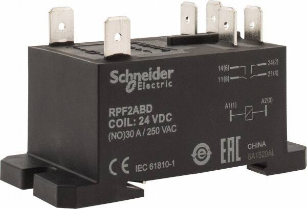 Schneider Electric - 7,500 VA Power Rating, Electromechanical Plug-in General Purpose Relay - 20 Amp at 28 VDC, 25 at 28 VDC, 30 at 250/277 VAC, 2NO, 24 VDC - Makers Industrial Supply