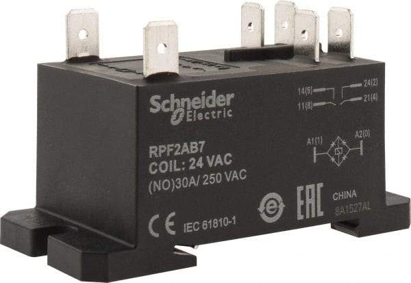 Schneider Electric - 7,500 VA Power Rating, Electromechanical Plug-in General Purpose Relay - 20 Amp at 28 VDC, 25 at 28 VDC, 30 at 250/277 VAC, 2NO, 24 VAC - Makers Industrial Supply