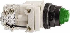 Schneider Electric - 24 V Green Lens LED Press-to-Test Indicating Light - Octagonal Lens, Screw Clamp Connector, Vibration Resistant - Makers Industrial Supply