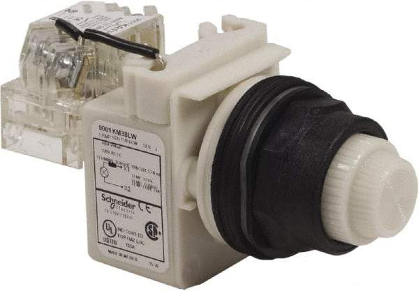 Schneider Electric - 120 V White Lens LED Press-to-Test Indicating Light - Round Lens, Screw Clamp Connector, Corrosion Resistant, Dust Resistant, Oil Resistant - Makers Industrial Supply