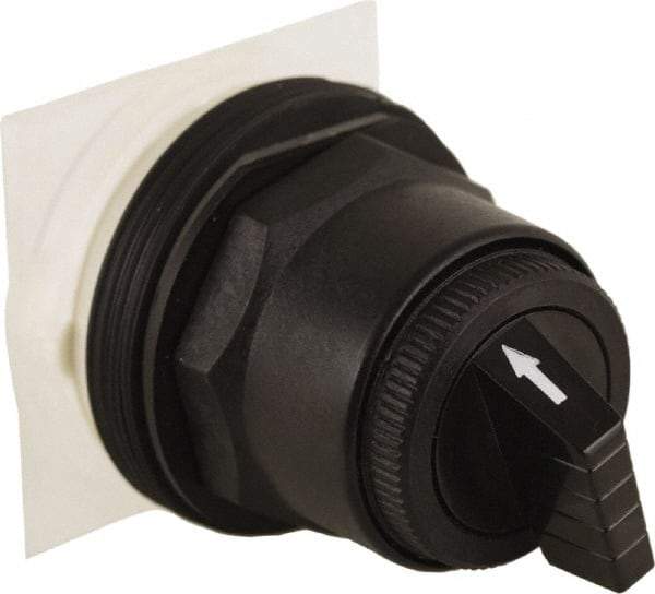 Schneider Electric - 30mm Mount Hole, 3 Position, Knob and Pushbutton Operated, Selector Switch Only - Black, Maintained (MA), without Contact Blocks, Anticorrosive, Weatherproof, Dust and Oil Resistant - Makers Industrial Supply