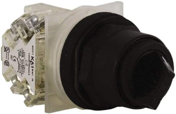 Schneider Electric - 30mm Mount Hole, 2 Position, Knob and Pushbutton Operated, Selector Switch - Black, Maintained (MA), Anticorrosive, Weatherproof, Dust and Oil Resistant - Makers Industrial Supply