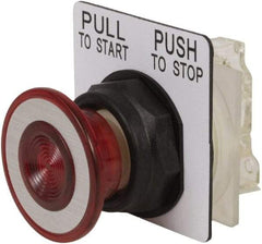 Schneider Electric - 30mm Mount Hole, Extended Mushroom Head, Pushbutton Switch with Contact Block - Round, Red Pushbutton, Maintained (MA) - Makers Industrial Supply