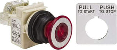 Schneider Electric - 30mm Mount Hole, Extended Straight, Pushbutton Switch with Contact Block - Red Pushbutton, Maintained (MA) - Makers Industrial Supply