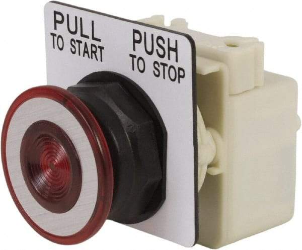 Schneider Electric - 30mm Mount Hole, Extended Straight, Pushbutton Switch Only - Red Pushbutton, Maintained (MA) - Makers Industrial Supply