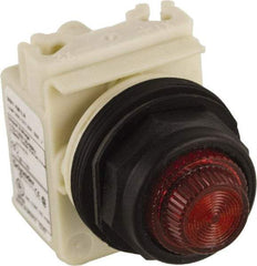 Schneider Electric - 120 VAC Red Lens LED Pilot Light - Round Lens, Screw Clamp Connector, 54mm OAL x 42mm Wide, Vibration Resistant - Makers Industrial Supply