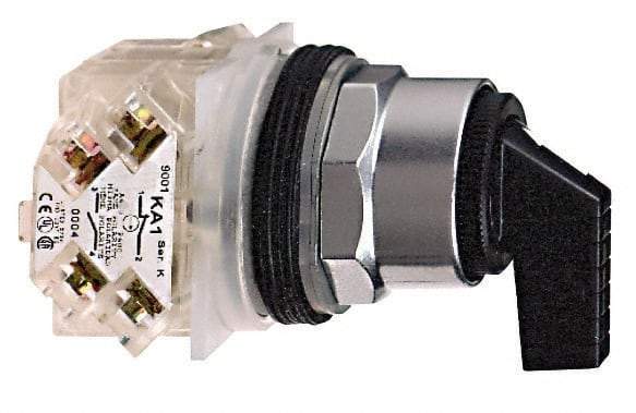 Schneider Electric - 30mm Mount Hole, 3 Position, Handle Operated, Selector Switch Only - Maintained (MA), without Contact Blocks, Shock and Vibration Resistant - Makers Industrial Supply