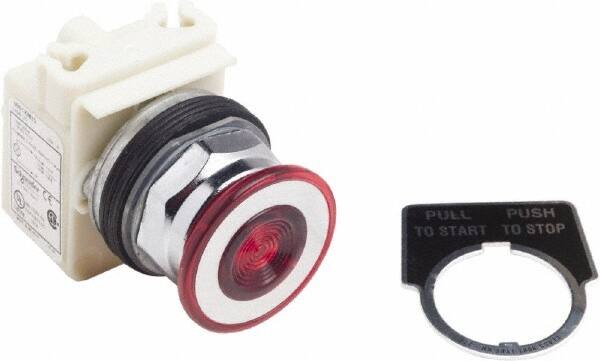 Schneider Electric - 30mm Mount Hole, Extended Straight, Pushbutton Switch Only - Red Pushbutton, Maintained (MA) - Makers Industrial Supply