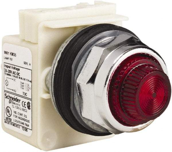 Schneider Electric - 28 V Red Lens Indicating Light - Screw Clamp Connector - Makers Industrial Supply