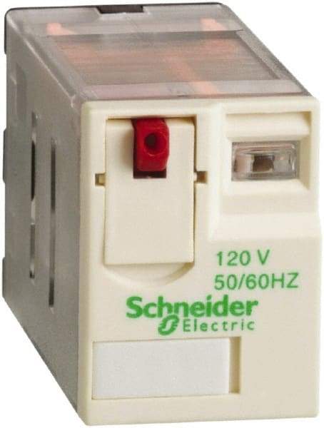 Schneider Electric - 3,750 VA Power Rating, Electromechanical Plug-in General Purpose Relay - 15 Amp at 250 VAC & 28 VDC, 2CO, 120 VAC - Makers Industrial Supply