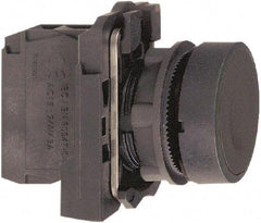 Schneider Electric - 22mm Mount Hole, Flush, Pushbutton Switch with Contact Block - Round, Black Pushbutton, Momentary (MO) - Makers Industrial Supply