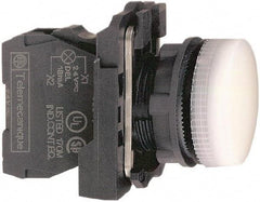 Schneider Electric - 110-120 VAC at 50/60 Hz White Lens LED Pilot Light - Round Lens, Screw Clamp Connector, 30mm Wide, Vibration Resistant, Water Resistant - Makers Industrial Supply