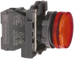 Schneider Electric - 230-240 VAC at 50/60 Hz Red Lens LED Pilot Light - Round Lens, Screw Clamp Connector, 30mm Wide, Vibration Resistant, Water Resistant - Makers Industrial Supply