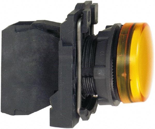 Schneider Electric - 230-240 VAC at 50/60 Hz Orange Lens LED Pilot Light - Round Lens, Screw Clamp Connector, 30mm Wide, Vibration Resistant, Water Resistant - Makers Industrial Supply