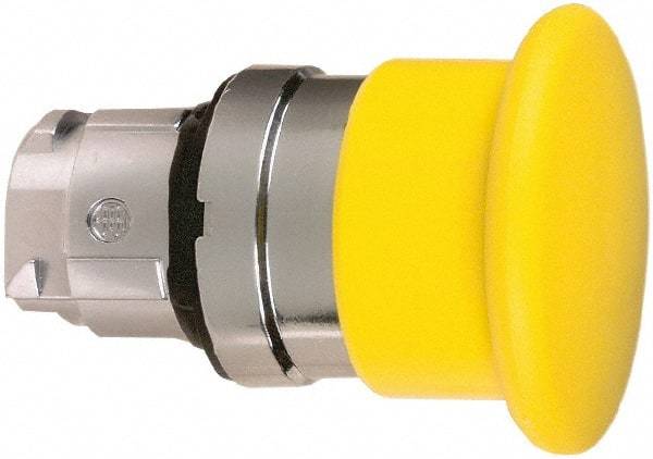 Schneider Electric - 22mm Mount Hole, Extended Mushroom Head, Pushbutton Switch Only - Round, Yellow Pushbutton, Nonilluminated, Momentary (MO) - Makers Industrial Supply