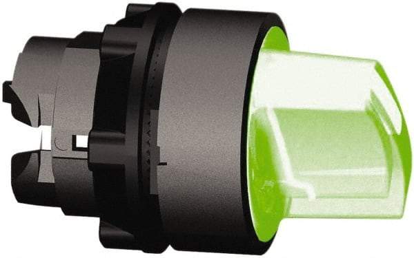 Schneider Electric - 22mm Mount Hole, 3 Position, Handle Operated, Selector Switch Only - Green, Momentary (MO), Illuminated, Shock, Vibration and Water Resistant - Makers Industrial Supply