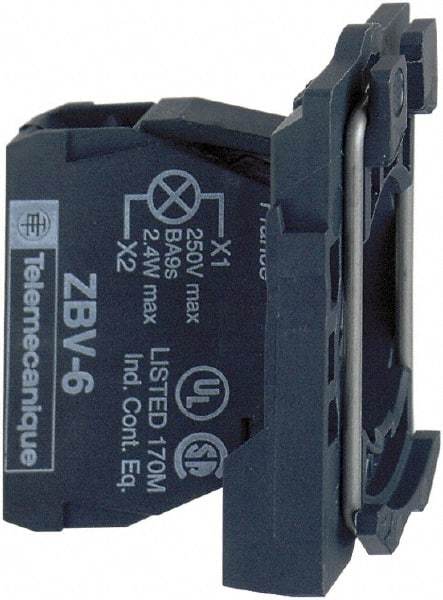 Schneider Electric - 24 VAC/VDC at 50/60 Hz Blue Lens LED Indicating Light - Screw Clamp Connector, Electromagnetic Field Resistant, Electrostatic Discharge Resistant, Vibration Resistant - Makers Industrial Supply