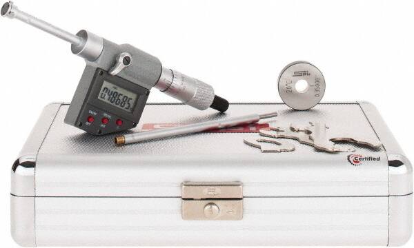 SPI - 0.35" to 0.425", IP65, Carbide Face Chrome Plated Finish, Electronic Inside Micrometer - 0.00005" Resolution, 0.00016" Accuracy, 53.5" Gage Depth - Makers Industrial Supply