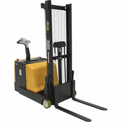 Vestil - 1,100 Lb Capacity, 62" Lift Height, Battery Powered Stacker - 1-3/16" Lowered Height, 30" Fork Length, 32" Overall Width - Makers Industrial Supply