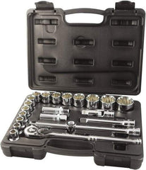 Paramount - 22 Piece 1/2" Drive Chrome Finish Socket Set - 12 Points, 10mm to 32mm Range, Metric Measurement Standard - Makers Industrial Supply