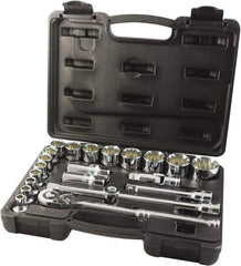 Paramount - 22 Piece 1/2" Drive Chrome Finish Socket Set - 12 Points, 5/16" to 1-1/4" Range, Inch Measurement Standard - Makers Industrial Supply