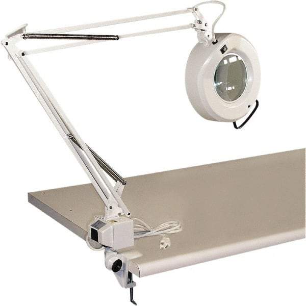 Proline - 45" Arm, Spring Suspension, Bracket Mount, Fluorescent, White, Magnifying Task Light - 22 Watts, 3 Diopter Magnification - Makers Industrial Supply