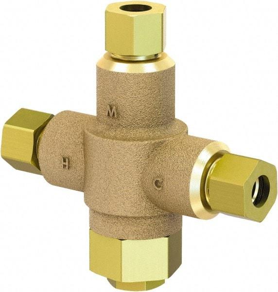 Acorn Engineering - 3/8" Pipe, 125 Max psi, Lead Free Brass Water Mixing Valve & Unit - 4 GPM at 45 psi Flow Rate, Comp End Connections - Makers Industrial Supply