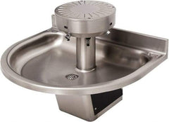 Acorn Engineering - Semi-Circular, Infrared Sensor, Wall Outlet Drain, 38" Diam, 3 Person Capacity, Stainless Steel, Wash Fountain - 0.5 GPM - Makers Industrial Supply