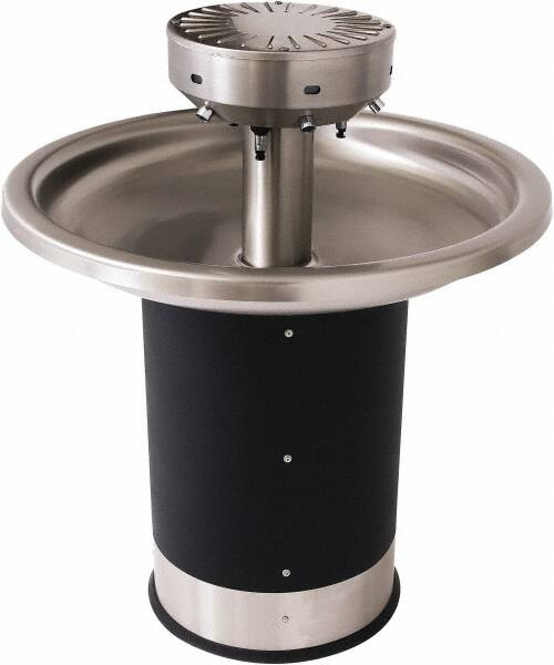 Acorn Engineering - Circular, Infrared Sensor, Floor Outlet Drain, 38-1/4" Diam, 6 Person Capacity, Stainless Steel & Vinylclad Galvanized Steel, Wash Fountain - 0.5 GPM - Makers Industrial Supply