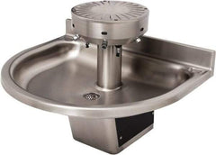 Acorn Engineering - Semi-Circular, Infrared Sensor, Wall Outlet Drain, 38" Diam, 4 Person Capacity, Stainless Steel, Wash Fountain - 0.5 GPM - Makers Industrial Supply