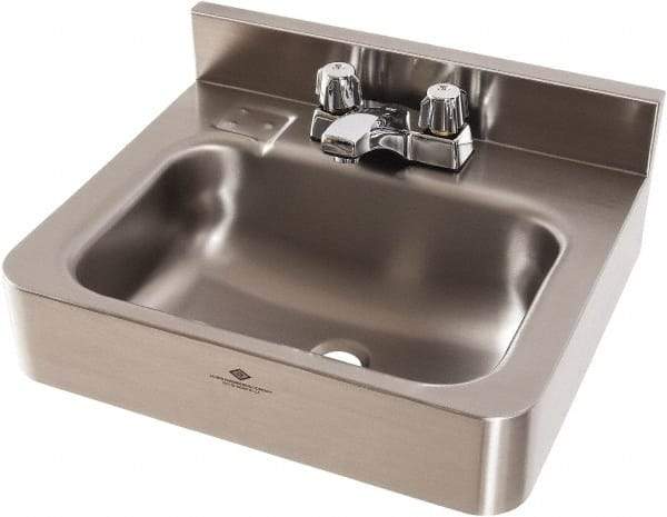 Acorn Engineering - 9-1/2" Long x 14-1/2" Wide Inside, 1 Compartment, Grade 304 Stainless Steel Lavatory Sink-Wall Hung - 16 Gauge, 15" Long x 18" Wide x 7" High Outside, 6" Deep - Makers Industrial Supply