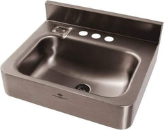 Acorn Engineering - 9-1/2" Long x 14-1/2" Wide Inside, 1 Compartment, Grade 304 Stainless Steel Lavatory Sink-Wall Hung - 16 Gauge, 15" Long x 18" Wide x 7" High Outside, 6" Deep - Makers Industrial Supply