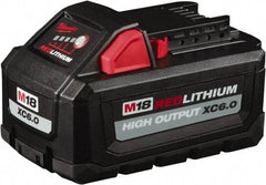 Milwaukee Tool - 18 Volt Lithium-Ion Power Tool Battery - 6 Ahr Capacity, 1 hr Charge Time, Series M18 RED - Makers Industrial Supply