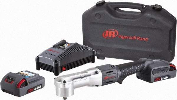 Ingersoll-Rand - 3/8" Drive 20 Volt Angled Cordless Impact Wrench & Ratchet - 1,900 RPM, 3,000 BPM, 180 Ft/Lb Torque, 2 Lithium-Ion Batteries Included - Makers Industrial Supply