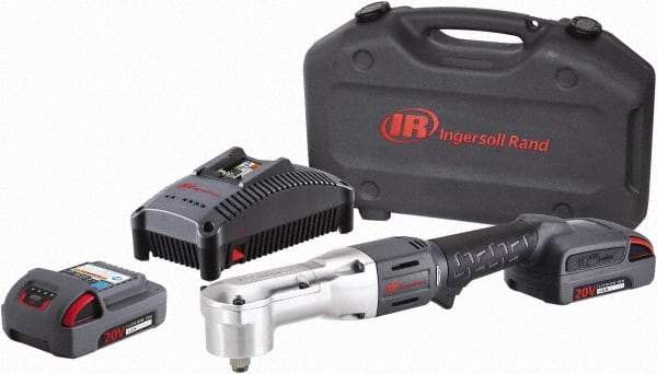 Ingersoll-Rand - 1/2" Drive 20 Volt Angled Cordless Impact Wrench & Ratchet - 1,900 RPM, 3,000 BPM, 180 Ft/Lb Torque, 2 Lithium-Ion Batteries Included - Makers Industrial Supply