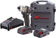 Ingersoll-Rand - 1/4" Drive 20 Volt Pistol Grip Cordless Impact Wrench & Ratchet - 1,900 RPM, 2,800 BPM, 160 Ft/Lb Torque, 2 Lithium-Ion Batteries Included - Makers Industrial Supply