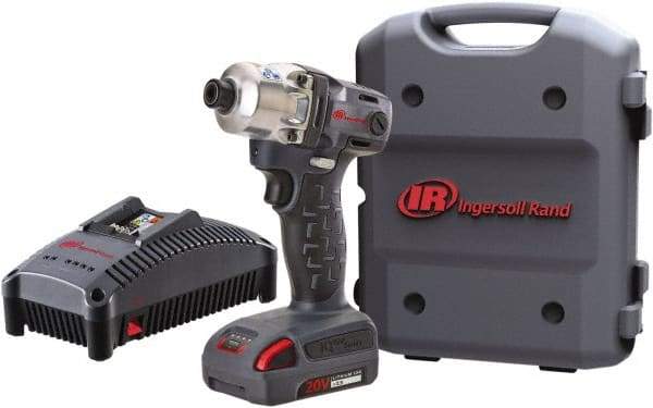 Ingersoll-Rand - 1/4" Drive 20 Volt Pistol Grip Cordless Impact Wrench & Ratchet - 1,900 RPM, 2,800 BPM, 160 Ft/Lb Torque, 1 Lithium-Ion Battery Included - Makers Industrial Supply