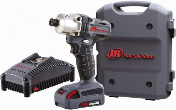 Ingersoll-Rand - 1/4" Drive 20 Volt Pistol Grip Cordless Impact Wrench & Ratchet - 1,900 RPM, 2,800 BPM, 160 Ft/Lb Torque, 1 Lithium-Ion Battery Included - Makers Industrial Supply