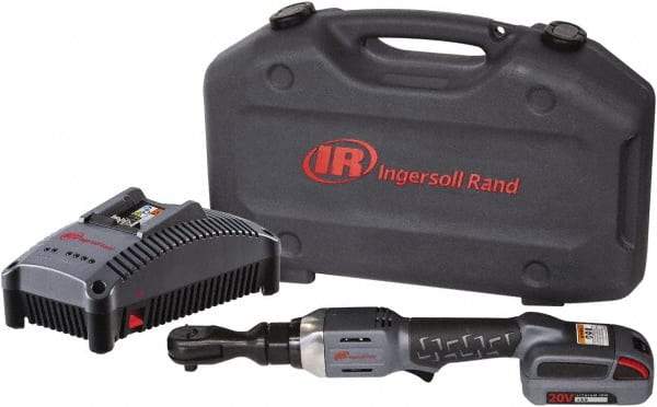 Ingersoll-Rand - 3/8" Drive 20 Volt Angled Cordless Impact Wrench & Ratchet - 225 RPM, 54 Ft/Lb Torque, 1 Lithium-Ion Battery Included - Makers Industrial Supply