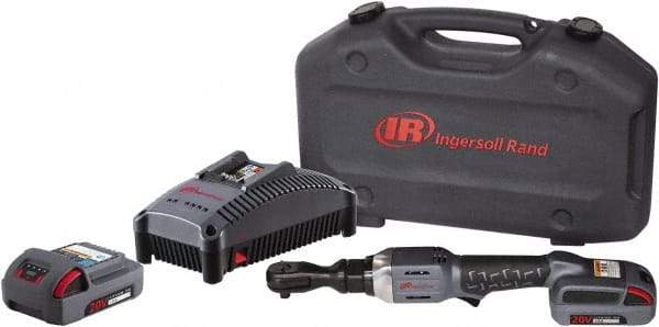 Ingersoll-Rand - 3/8" Drive 20 Volt Angled Cordless Impact Wrench & Ratchet - 225 RPM, 54 Ft/Lb Torque, 2 Lithium-Ion Batteries Included - Makers Industrial Supply