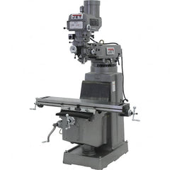Jet - 10" Table Width x 50" Table Length, Variable Speed Pulley Control, 3 Phase Knee Milling Machine - R8 Spindle Taper, 3 hp - Makers Industrial Supply