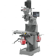 Jet - 7-7/8" Table Width x 35-3/4" Table Length, Variable Speed Pulley Control, 1 Phase Knee Milling Machine - R8 Spindle Taper, 1-1/2 hp - Makers Industrial Supply