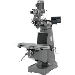 Jet - 9" Table Width x 42" Table Length, Variable Speed Pulley Control, 1 Phase Knee Milling Machine - R8 Spindle Taper, 2 hp - Makers Industrial Supply