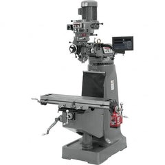 Jet - 9" Table Width x 42" Table Length, Variable Speed Pulley Control, 3 Phase Knee Milling Machine - R8 Spindle Taper, 2 hp - Makers Industrial Supply